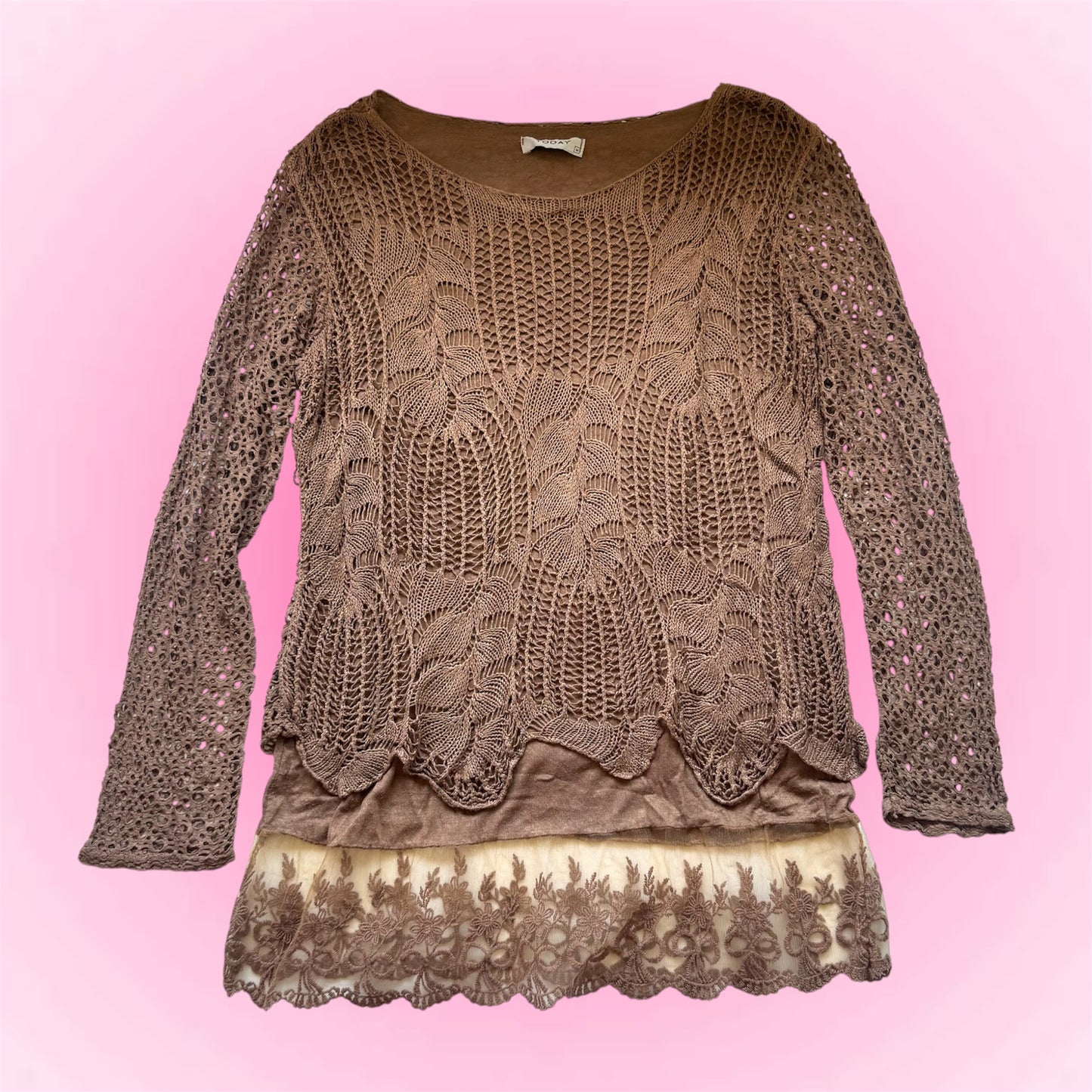 Vintage Crochet Knit Sweater (M)