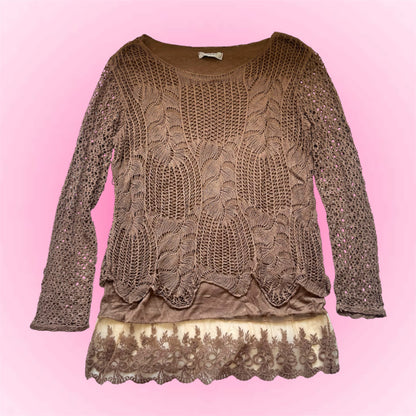 Vintage Crochet Knit Sweater (M)