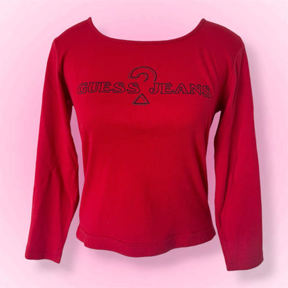 Red Guess Y2K Longsleeve (M)