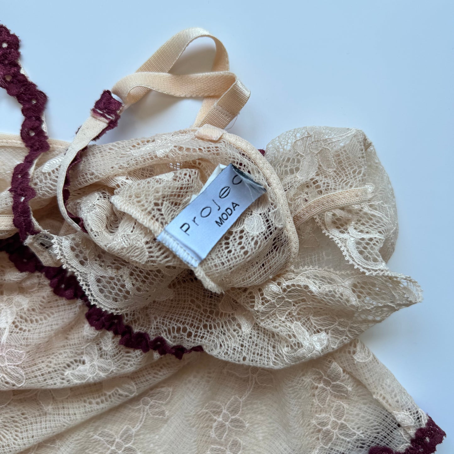 Cream coquette lace top (M)