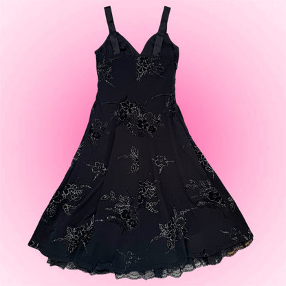 Cute black glittery flower dress (S)