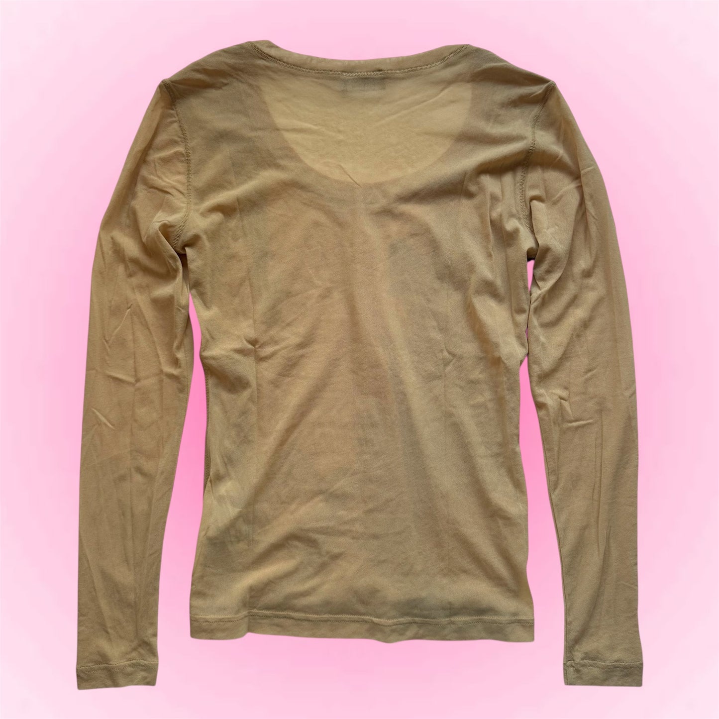 Beige Graphic Long Sleeve Top (S)
