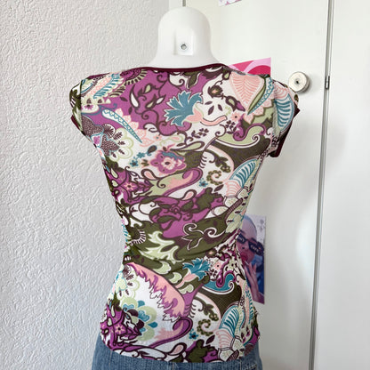 Floral mesh T-Shirt (S)