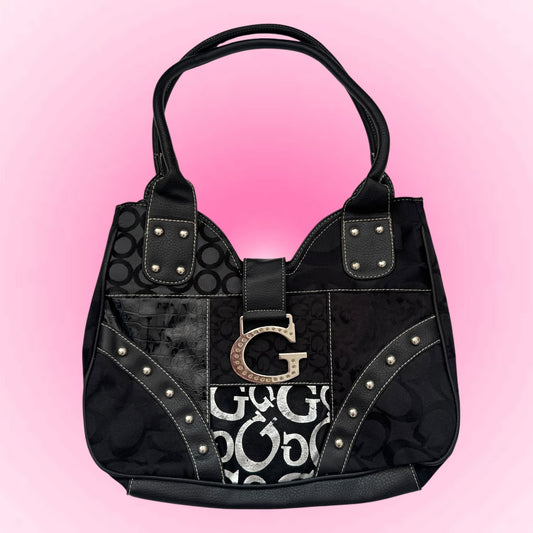 Black Y2k Monogram Shoulder Bag