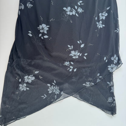 Black Y2K flower dress (L)