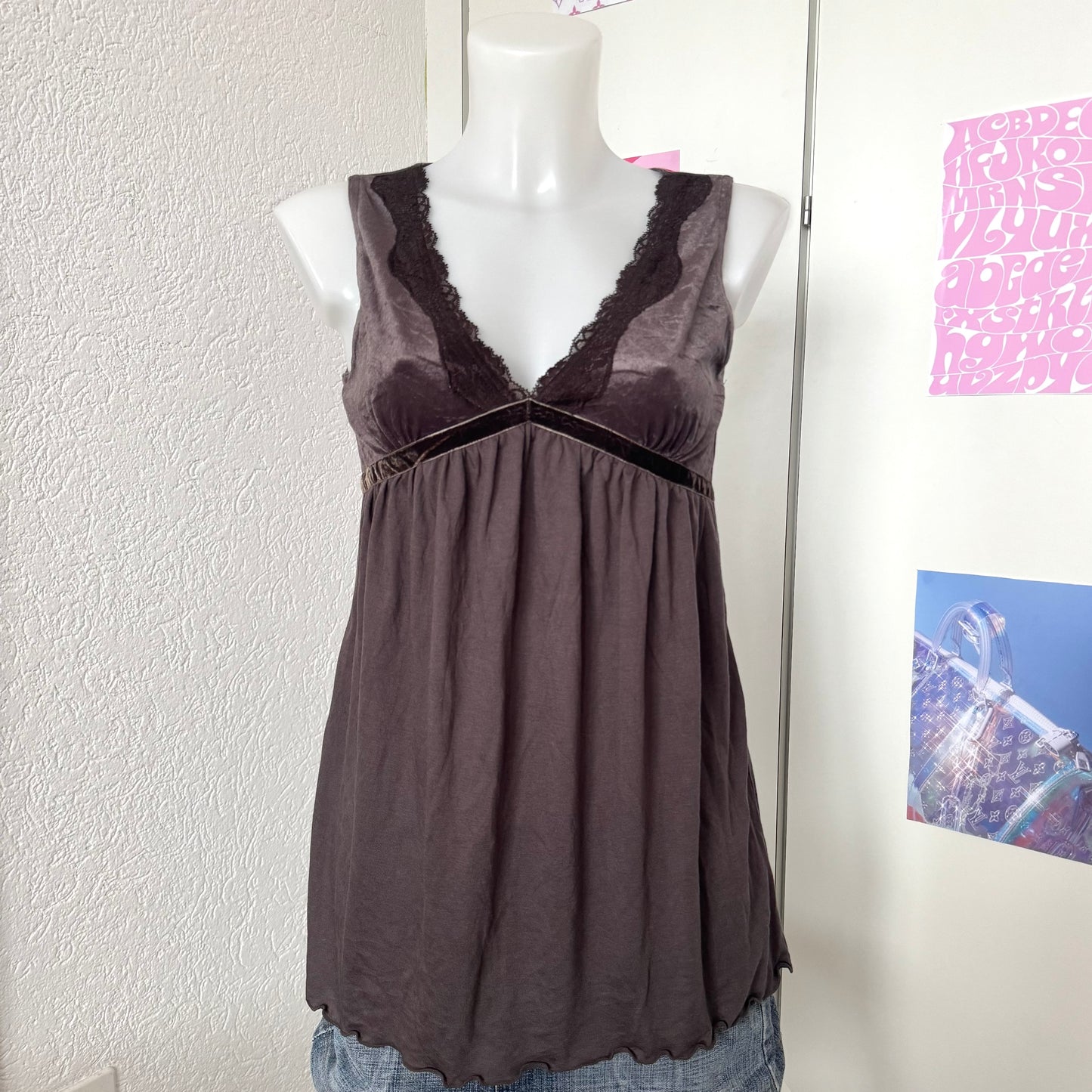 Brown babydoll top (M)