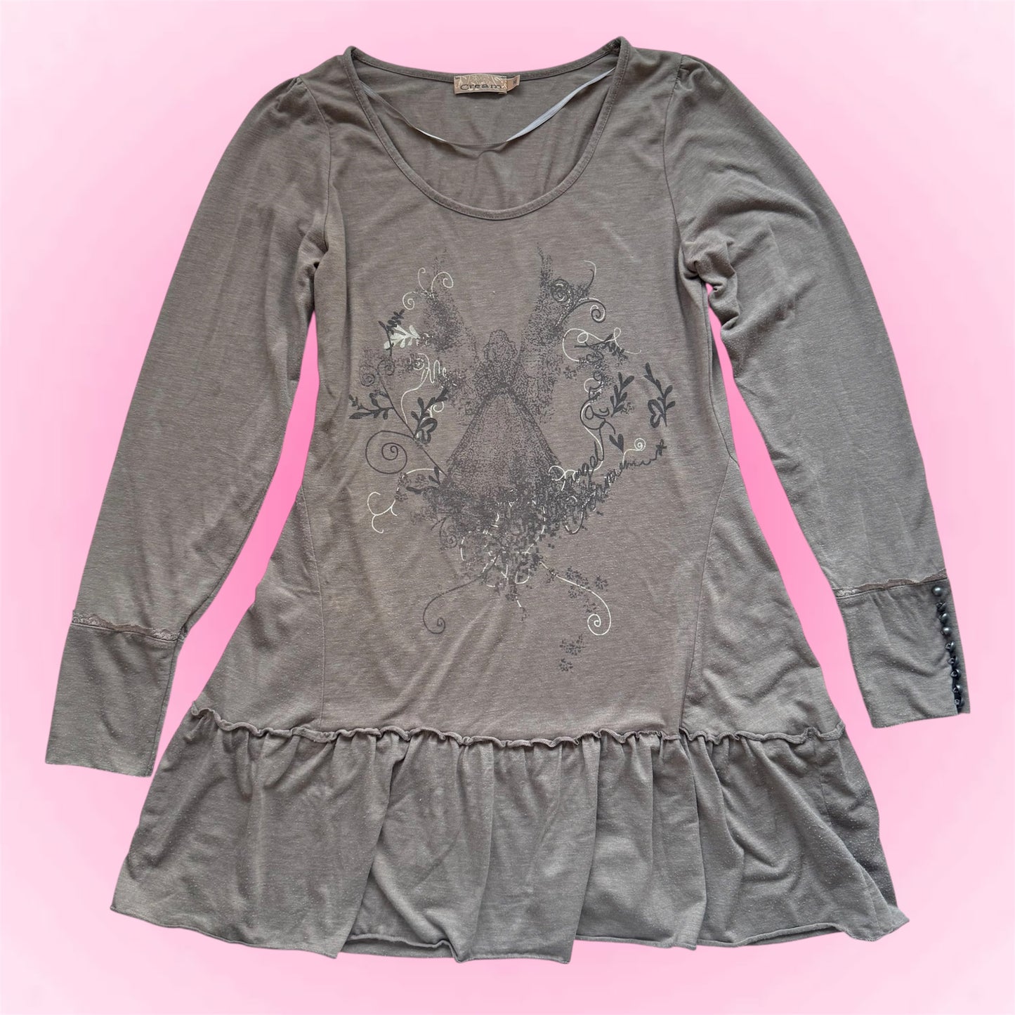 Grey Fairy Ruffle Hem Dress (M)