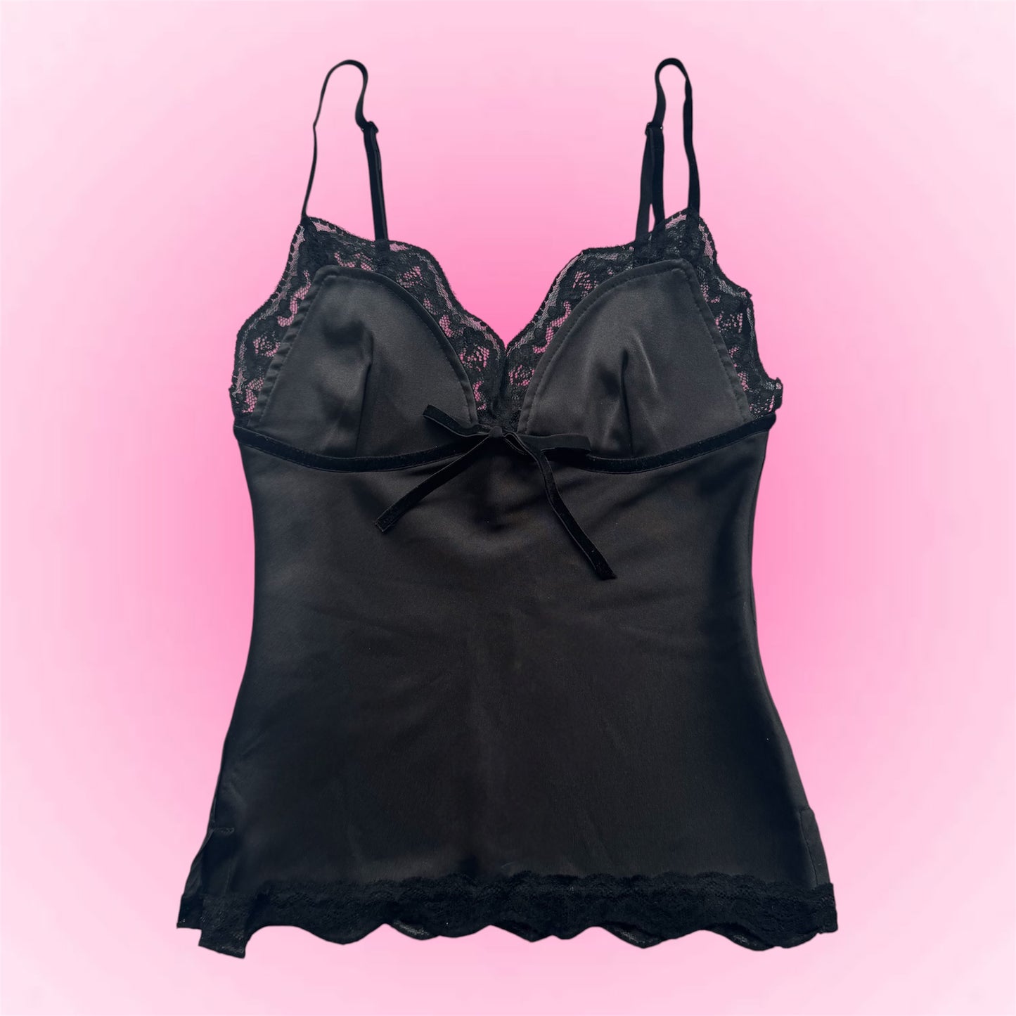 Black Lace Satin Camisole (XS)