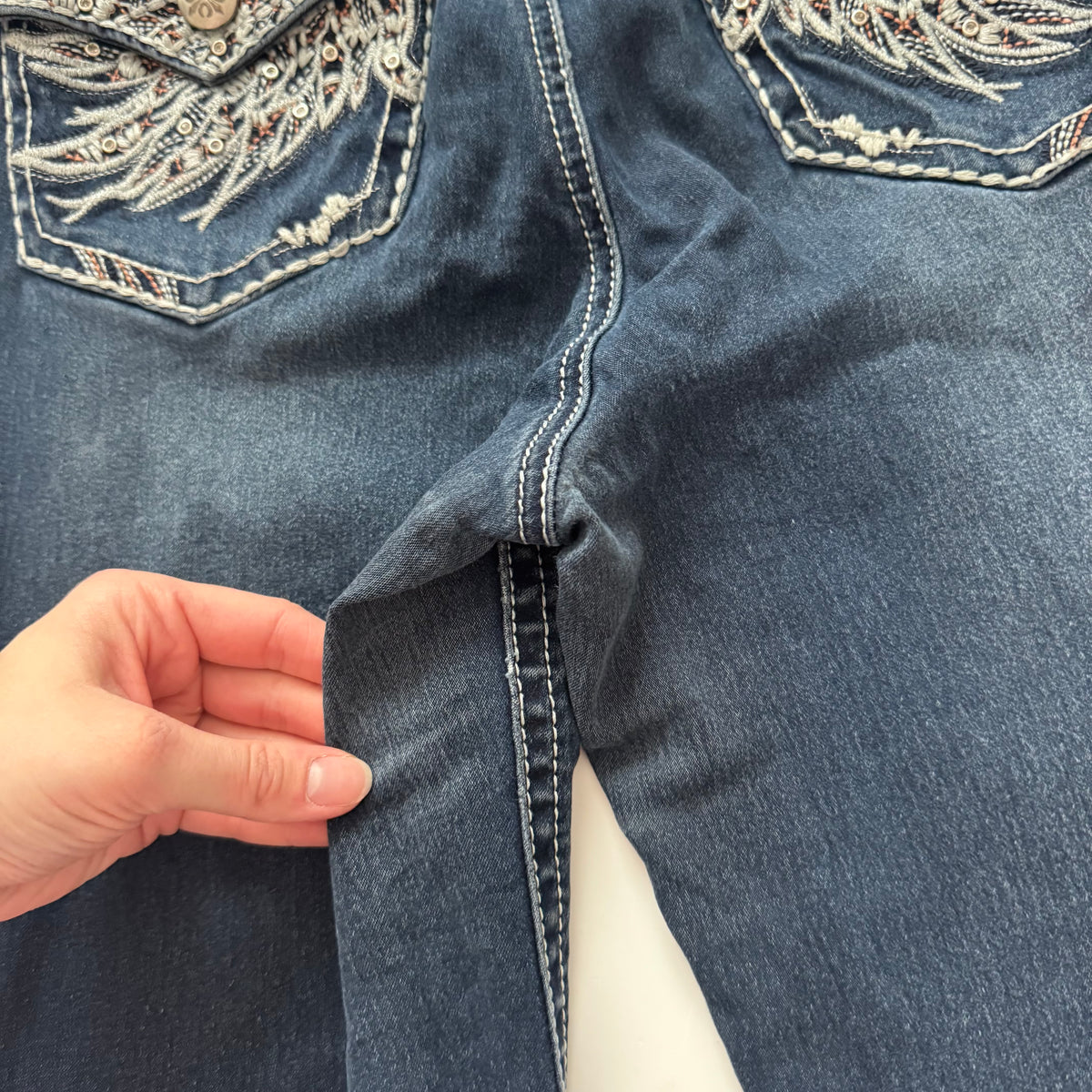 Dark Blue Embellished Flared Jeans (S)