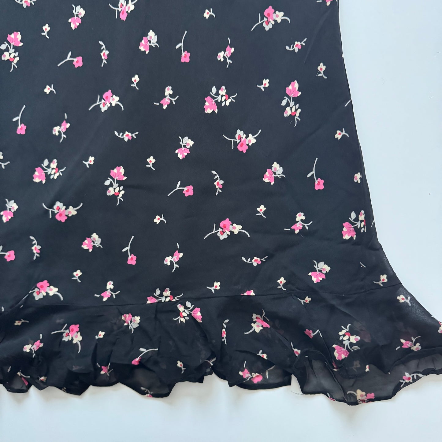 Black flower silk dress (M)