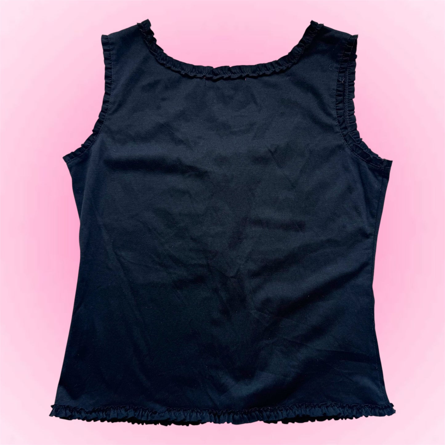 Vintage Lace-Up Sleeveless Top (S)