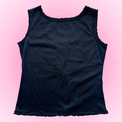 Vintage Lace-Up Sleeveless Top (S)