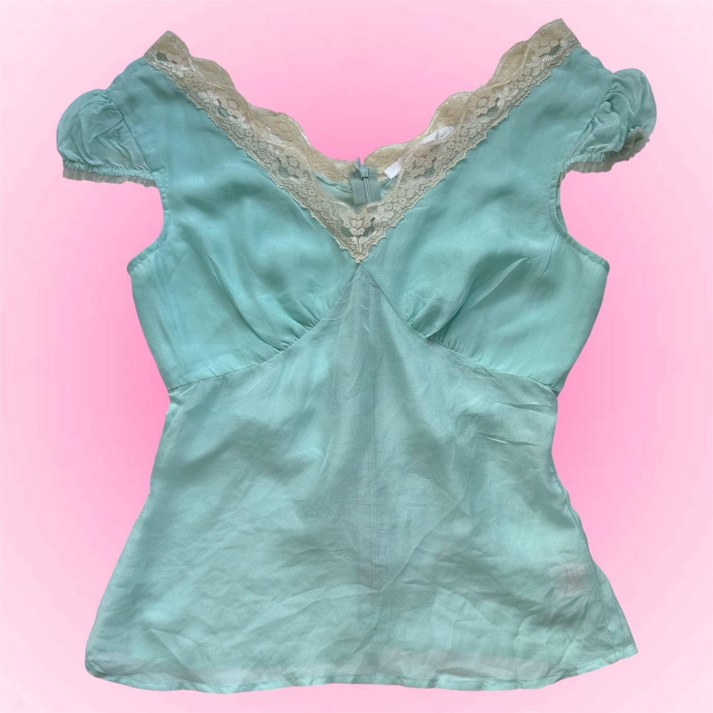 Mint Silk Lace Y2K Top (XS/S)