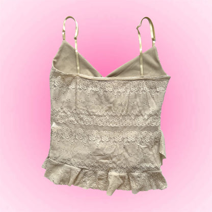 Vintage lace ruffle cami (S)