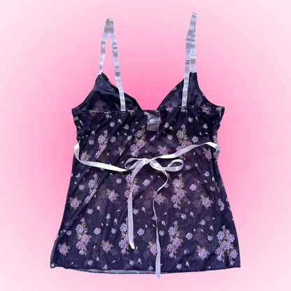 Purple Floral Babydoll Top (S)