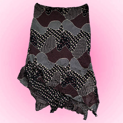 Black Patchwork Y2k Maxi Skirt (S)