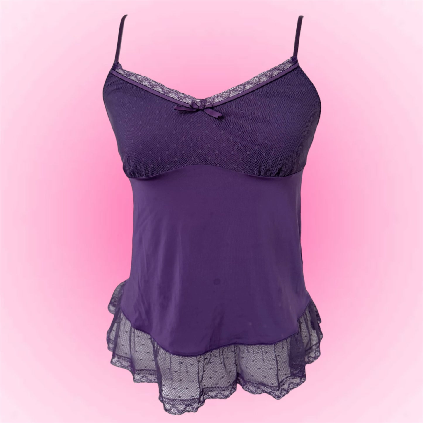 Purple Lace Babydoll Cami Top (M)