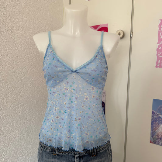 Blue Y2k mesh cami top (M)