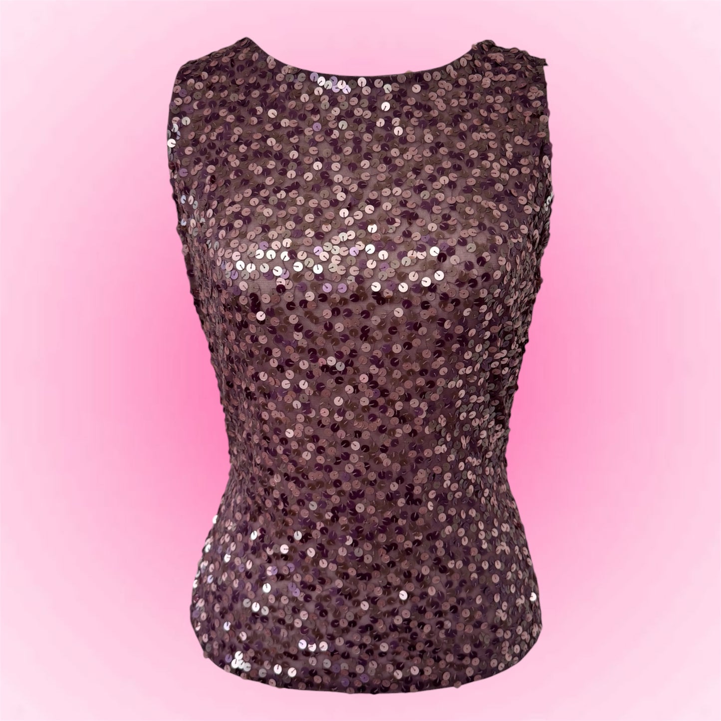 Purple Sequin Y2K Tank Top (S/M)