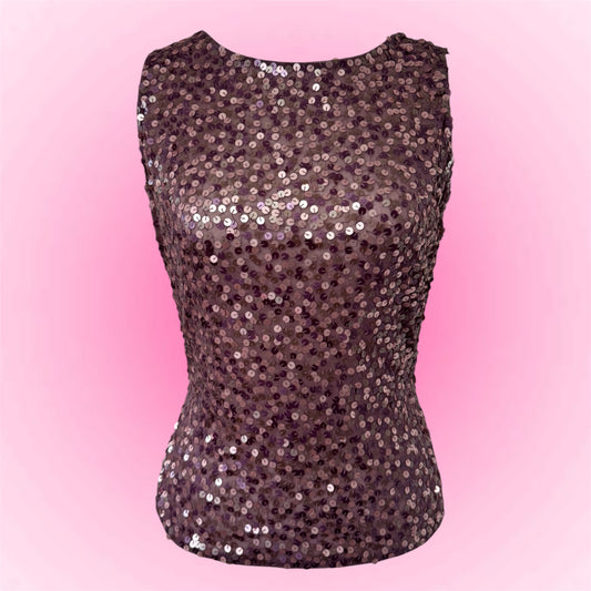Purple Sequin Y2K Tank Top (S/M)