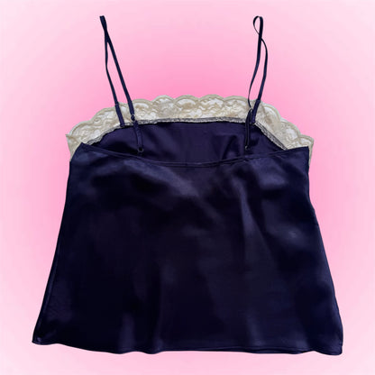 Dark Blue Satin Y2K Top (S)