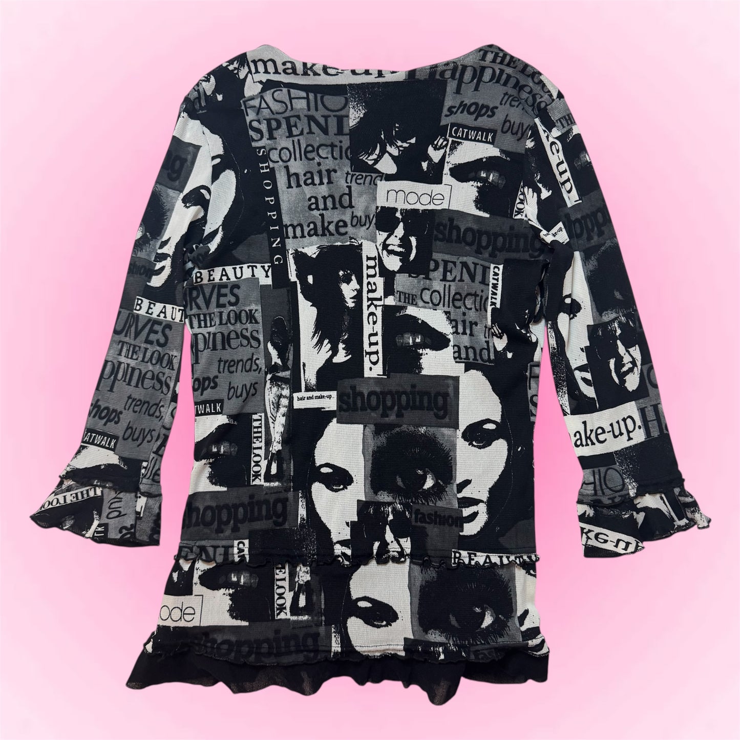 Y2k Magazine Print Top (S)