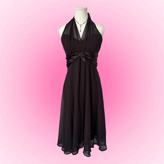 Vintage Brown Halter Dress (S)