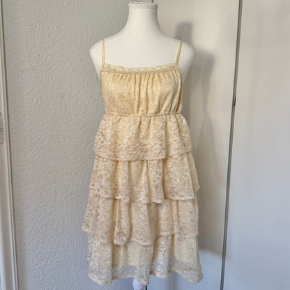 Cream Ruffle Fairycore Mini Dress (M)