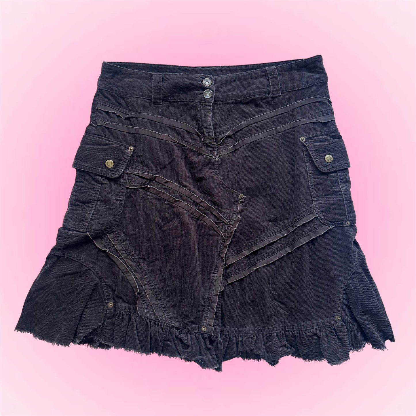 Black Cargo Midi Skirt (M)