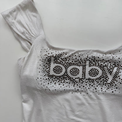 White Baby Print Fitted Tee (S)